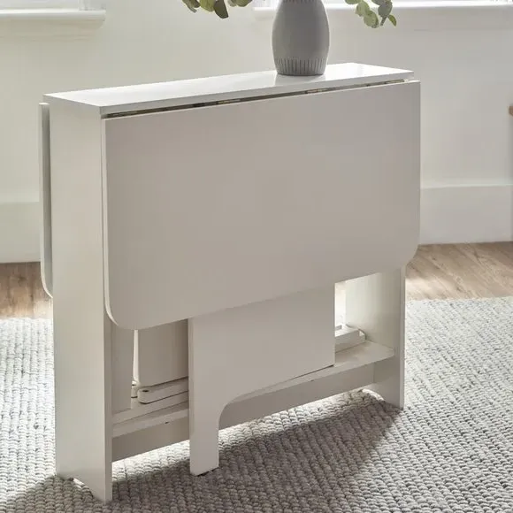 Gateleg Dining Set with 2 Chairs - White, Wood