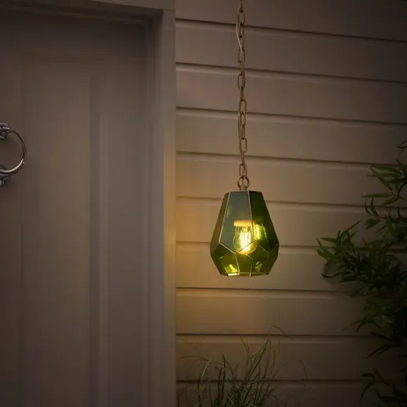 Gem-Shape Pendant Light Adjustable - Green, Glass