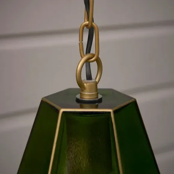Gem-Shape Pendant Light Adjustable - Green, Glass