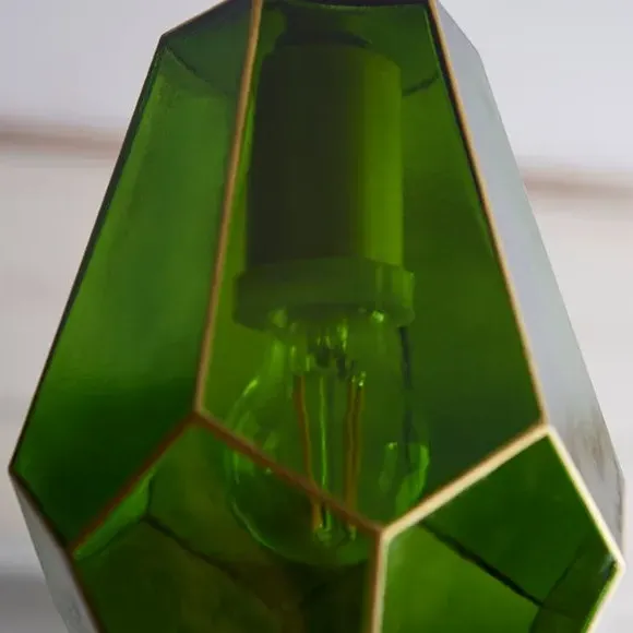 Gem-Shape Pendant Light Adjustable - Green, Glass