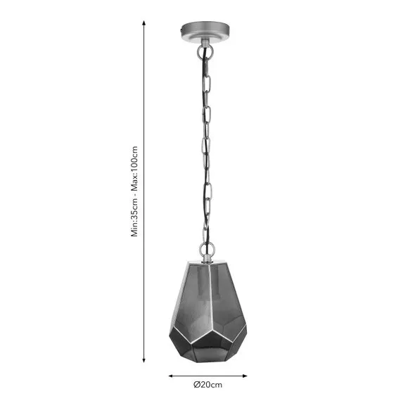 Gem-Shape Pendant Light Adjustable - Green, Glass