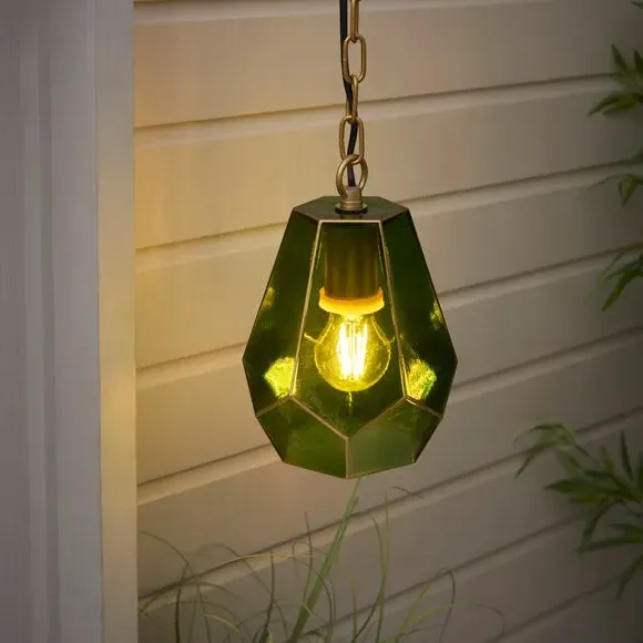 Gem-Shape Pendant Light Adjustable - Green, Glass image