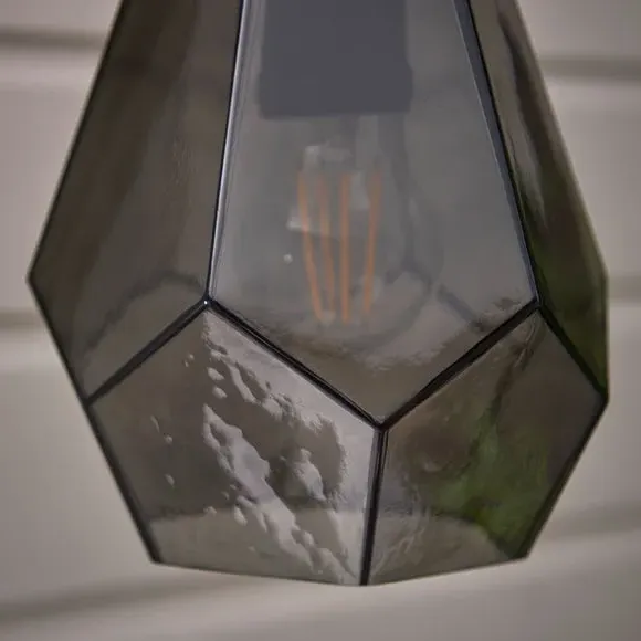 Gem-Shape Pendant Light Adjustable - Smoke, Glass