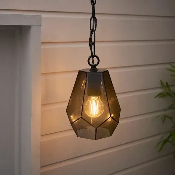 Gem-Shape Pendant Light Adjustable - Smoke, Glass