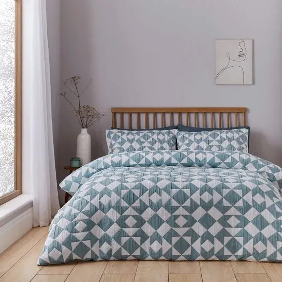 Geo Duvet Cover & Pillowcase Set - Teal