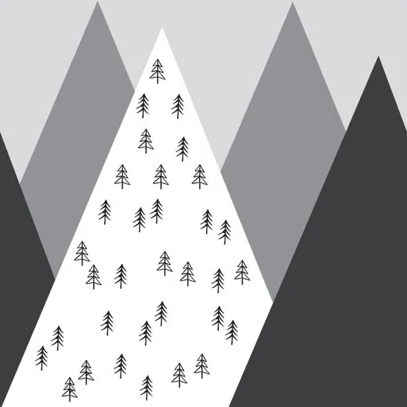 Geo Mountain Wall Mural - Grey