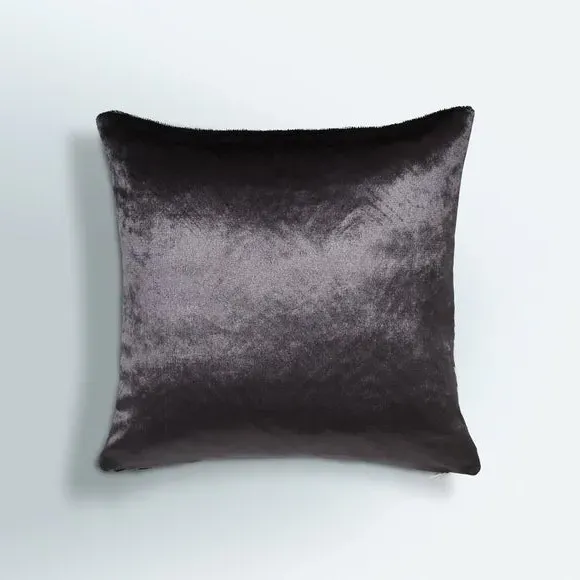 Geo Print Cushion with Foil Detail - Charcoal, Velvet