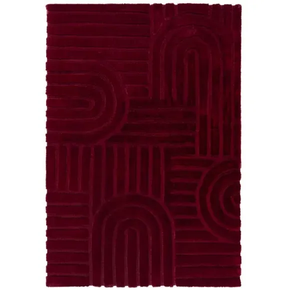 Geometric Arch Rug with Faux Fur - Mulberry