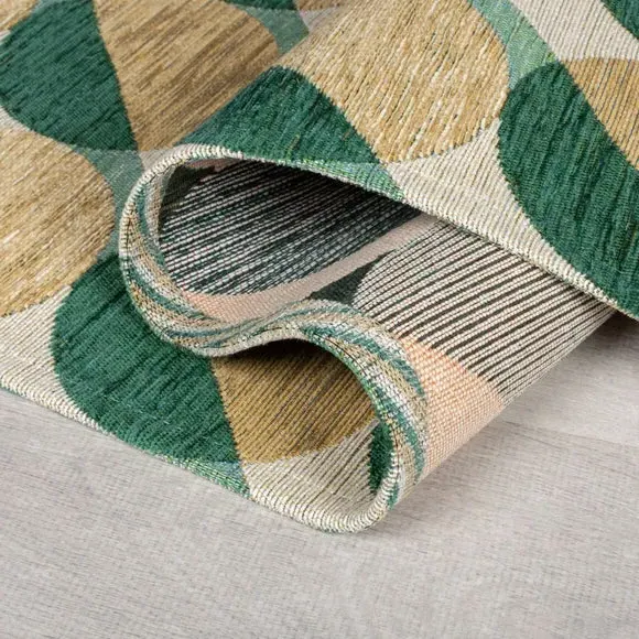 Geometric Circles Rug - Green