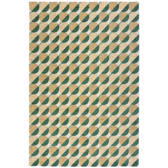 Geometric Circles Rug - Green