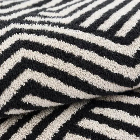 Geometric Cotton Towel - Black, Cotton