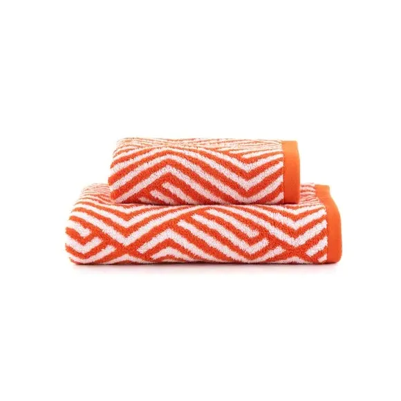 Geometric Cotton Towel - Burnt Orange, Cotton