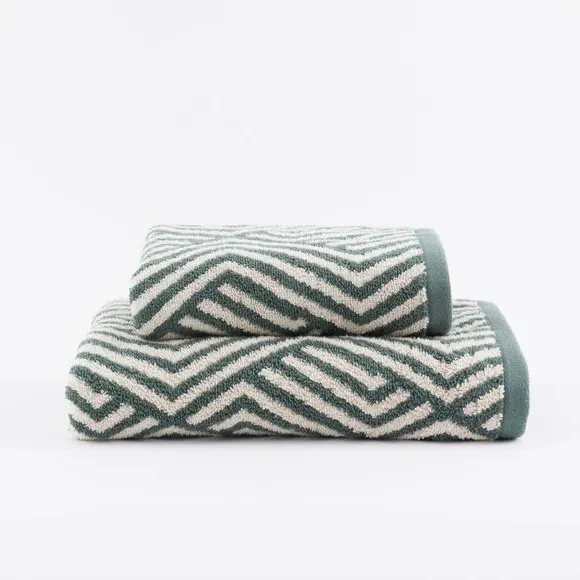 Geometric Cotton Towel - Forest, Cotton