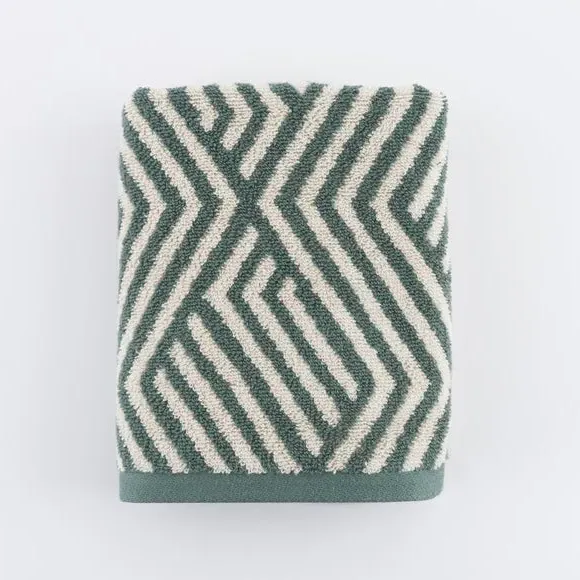Geometric Cotton Towel - Forest, Cotton