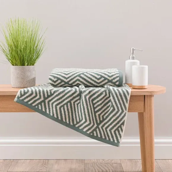 Geometric Cotton Towel - Forest, Cotton