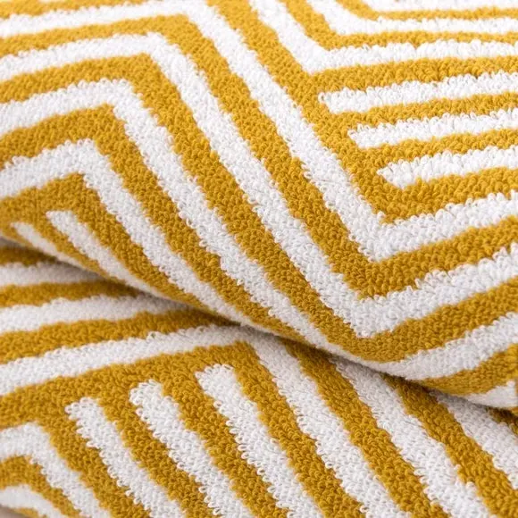 Geometric Cotton Towel - Mustard, Cotton