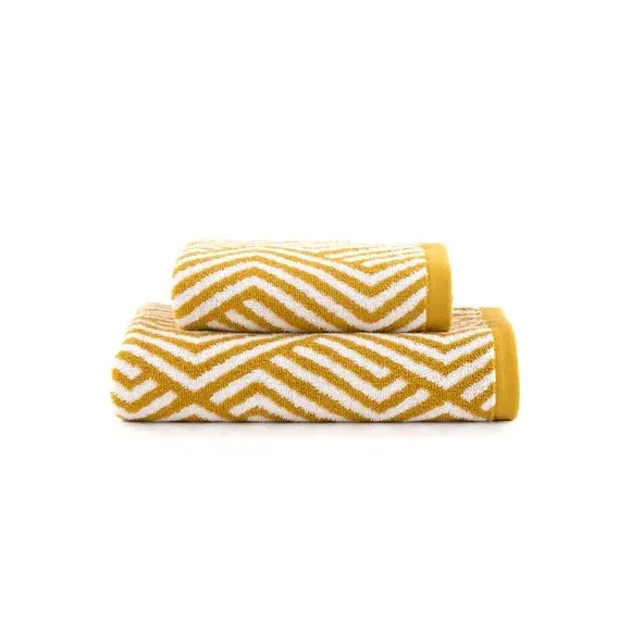 Geometric Cotton Towel - Mustard, Cotton