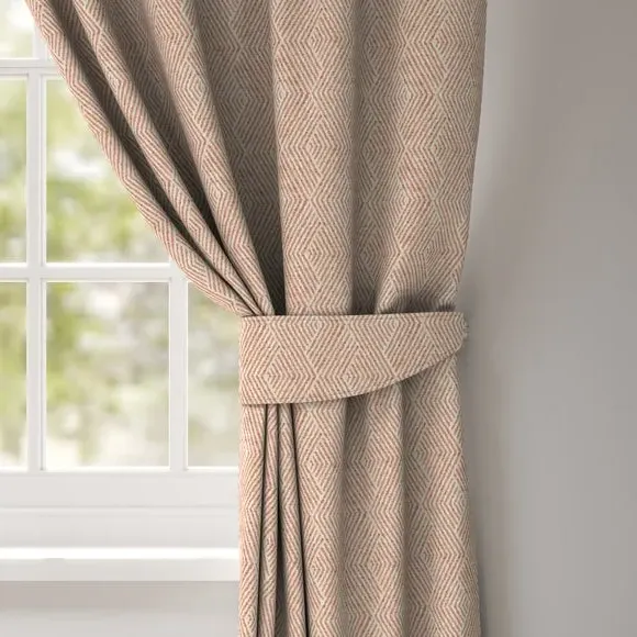 Geometric Curtain Tieback - Coral, Linen Blend image