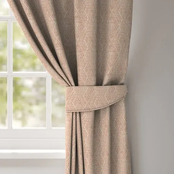 Geometric Curtain Tieback - Coral, Linen Blend