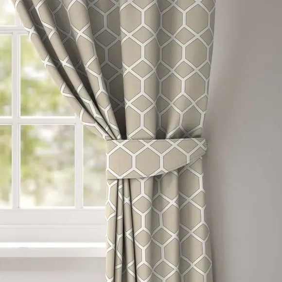 Geometric Curtain Tieback - Flax, Fire Retardant image