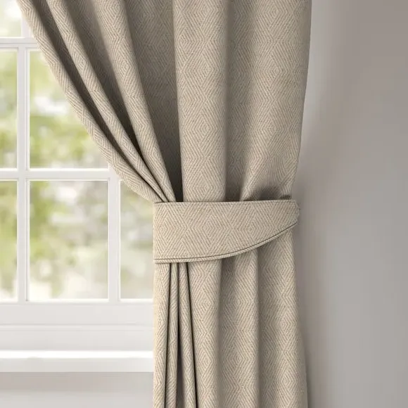 Geometric Curtain Tieback - Natural, Linen Blend