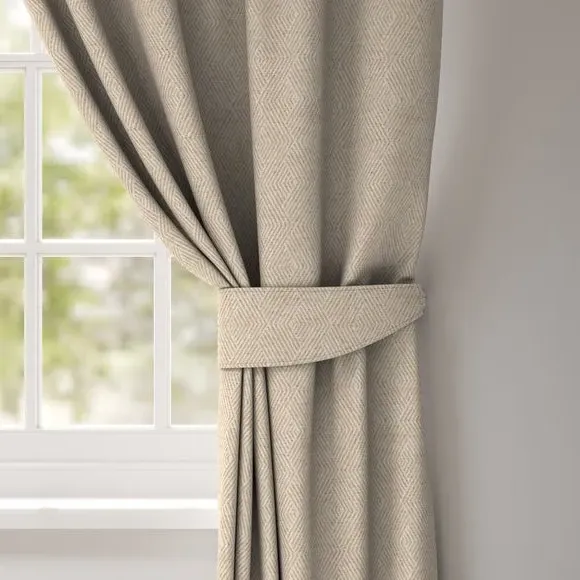 Geometric Curtain Tieback - Natural, Linen Blend