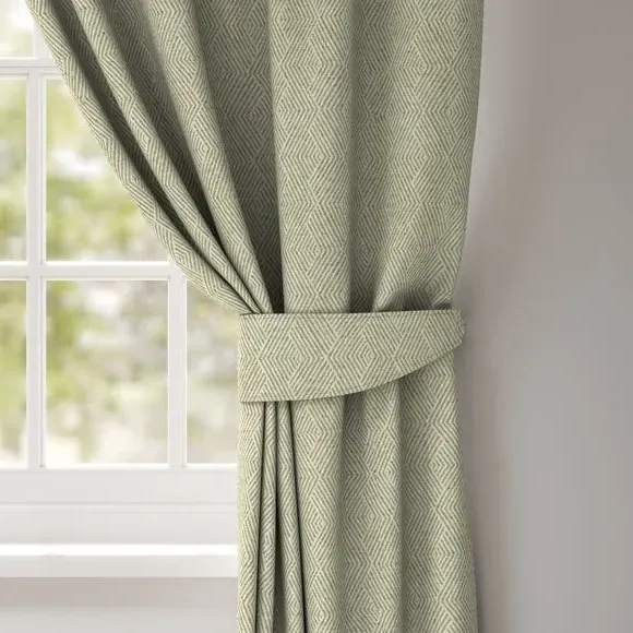 Geometric Curtain Tieback - Olive, Linen Blend