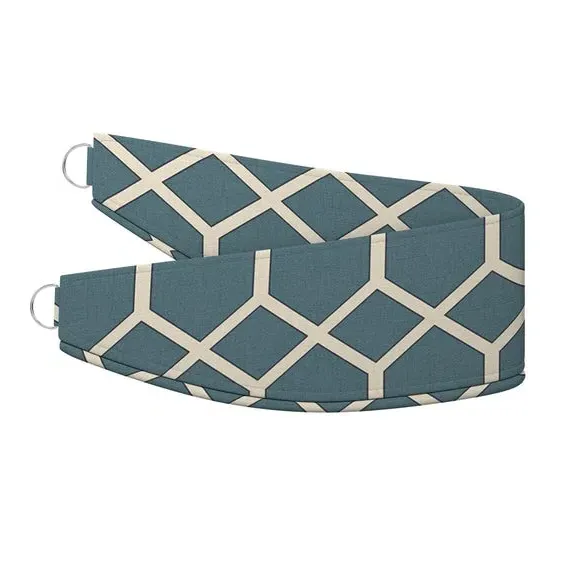 Geometric Curtain Tieback - Peacock, Fire Retardant