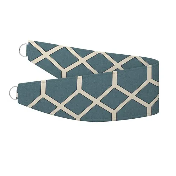 Geometric Curtain Tieback - Peacock, Fire Retardant