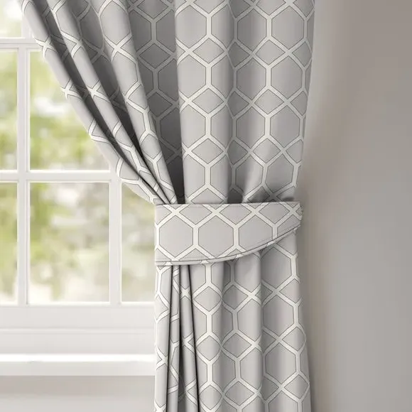 Geometric Curtain Tieback - Putty, Fire Retardant