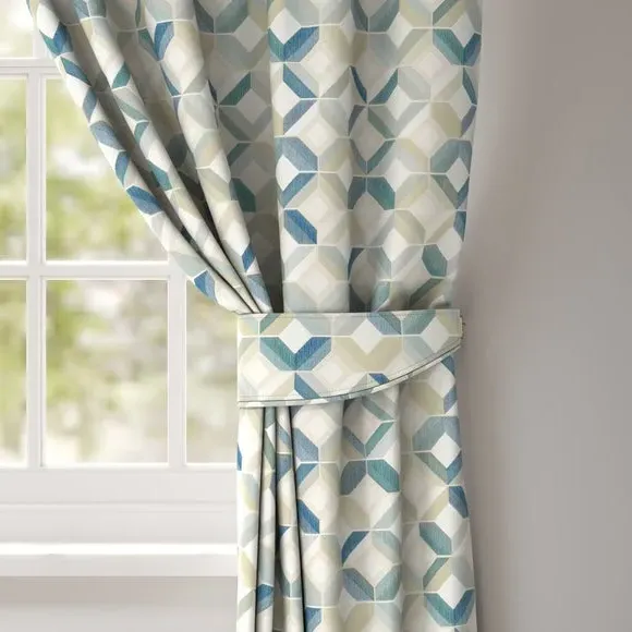 Geometric Curtain Tieback - Seafoam