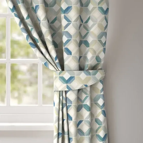 Geometric Curtain Tieback - Seafoam