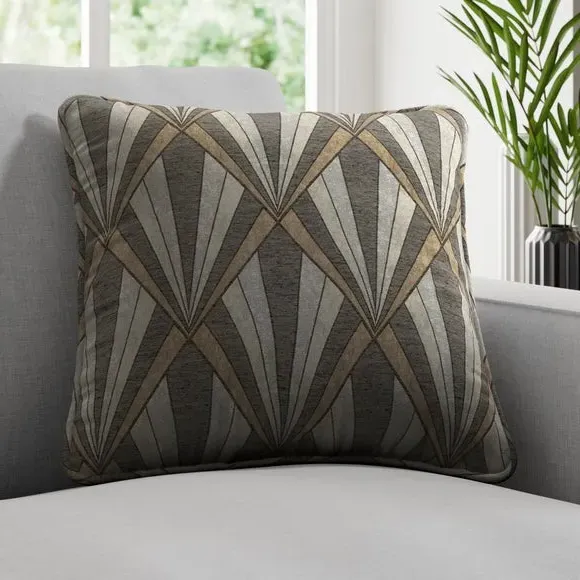 Geometric Cushion Cover - Black, Chrome