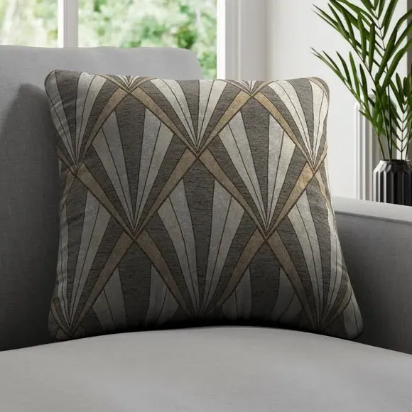 Geometric Cushion Cover - Black, Chrome image