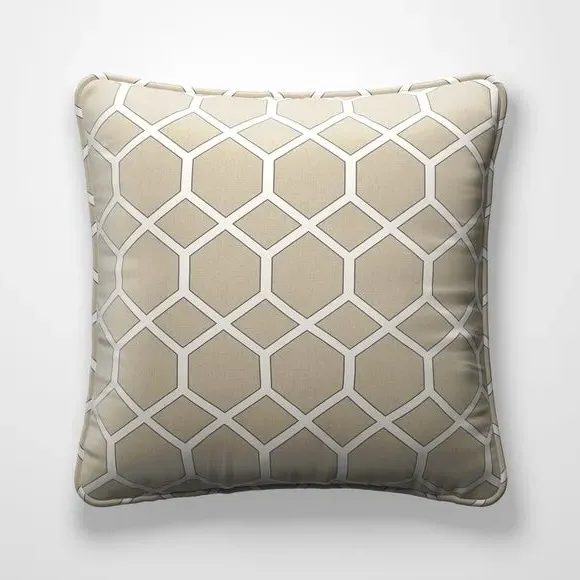 Geometric Cushion Cover Fire Retardant - Flax