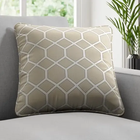 Geometric Cushion Cover Fire Retardant - Flax
