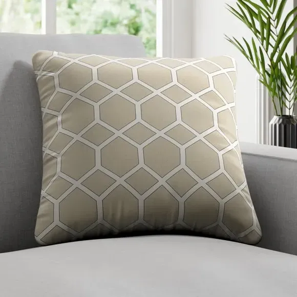 Geometric Cushion Cover Fire Retardant - Flax image