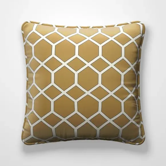 Geometric Cushion Cover Fire Retardant - Ochre