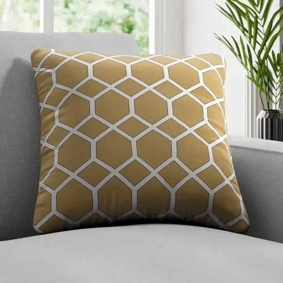 Geometric Cushion Cover Fire Retardant - Ochre