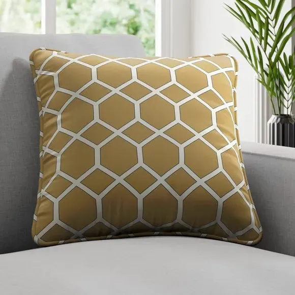 Geometric Cushion Cover Fire Retardant - Ochre