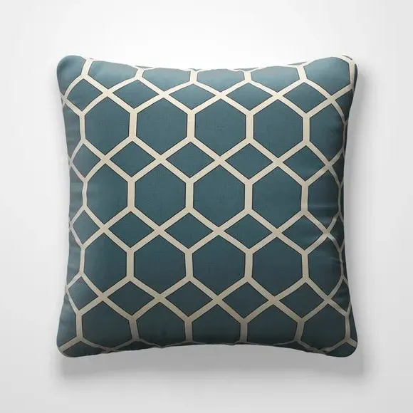 Geometric Cushion Cover Fire Retardant - Peacock