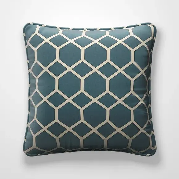 Geometric Cushion Cover Fire Retardant - Peacock
