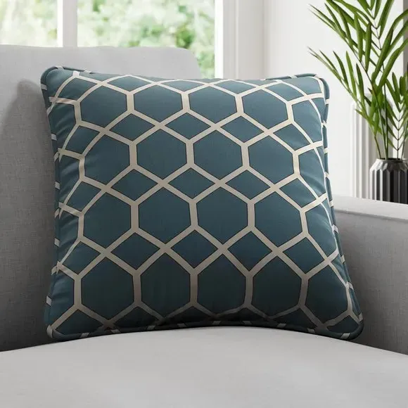 Geometric Cushion Cover Fire Retardant - Peacock