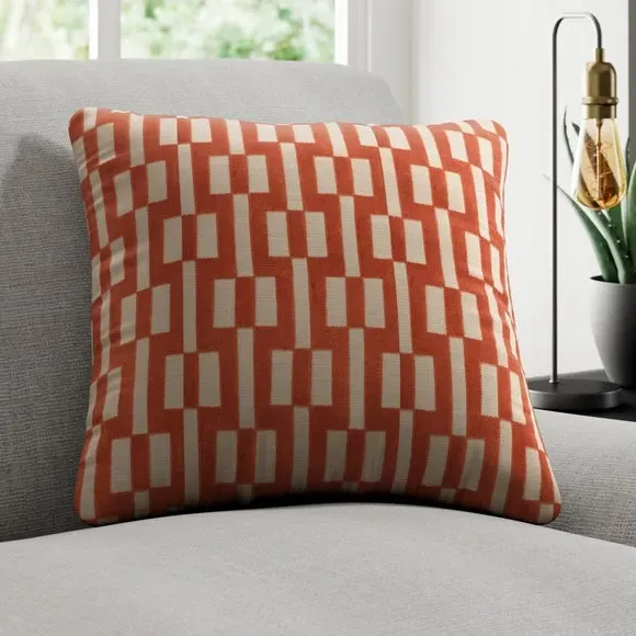 Geometric Cushion Cover - Terracotta, Polycotton