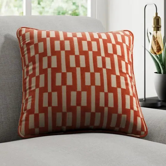 Geometric Cushion Cover - Terracotta, Polycotton image