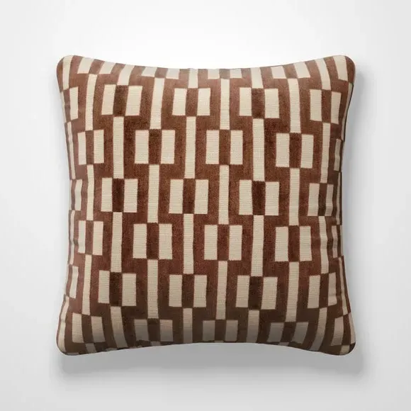 Geometric Cushion Cover - Truffle, Polycotton