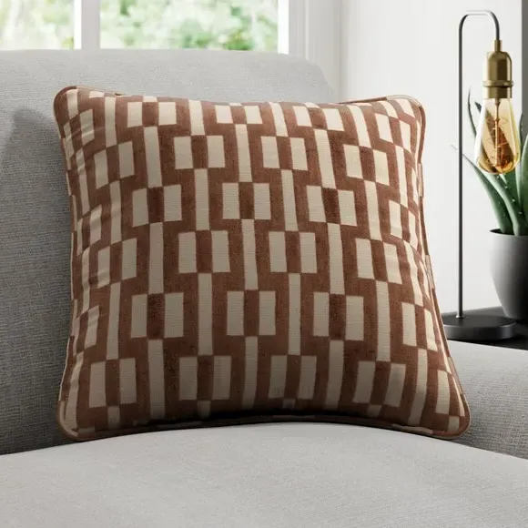 Geometric Cushion Cover - Truffle, Polycotton