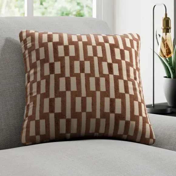Geometric Cushion Cover - Truffle, Polycotton