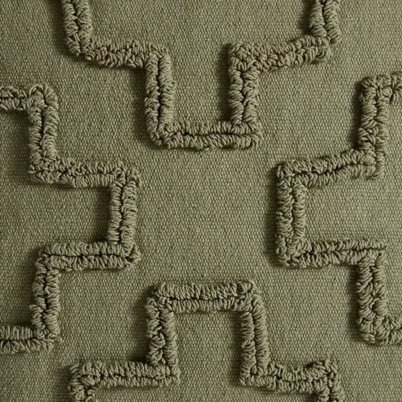 Geometric Cushion Cover with Loop Tufting - Olive