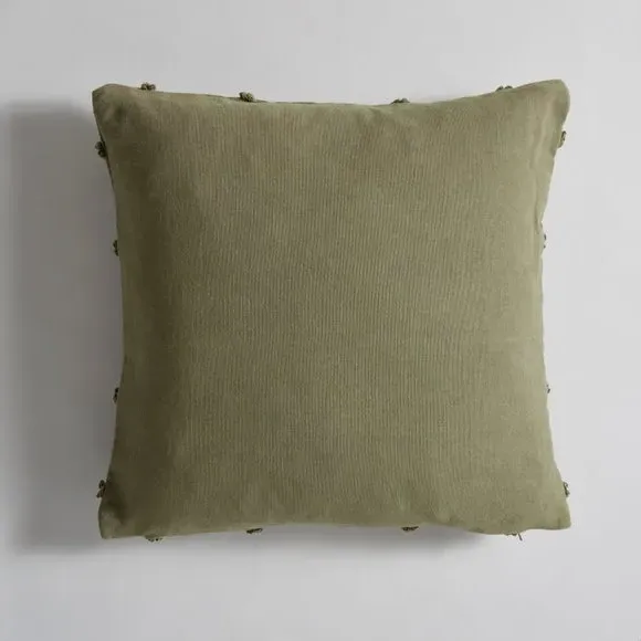 Geometric Cushion Cover with Loop Tufting - Olive